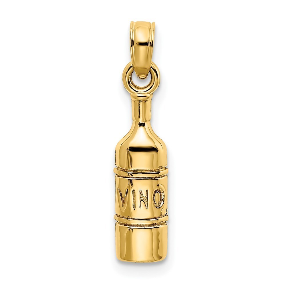 Million charms 14k Yellow Gold Wine Bottle Necklace Charm Pendant